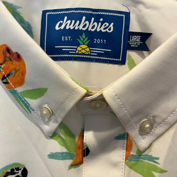 New Chubbies Men's Short Sleeve Popover Shirt - Parrot The Dude Where's Macaw - Picture 2 of 4